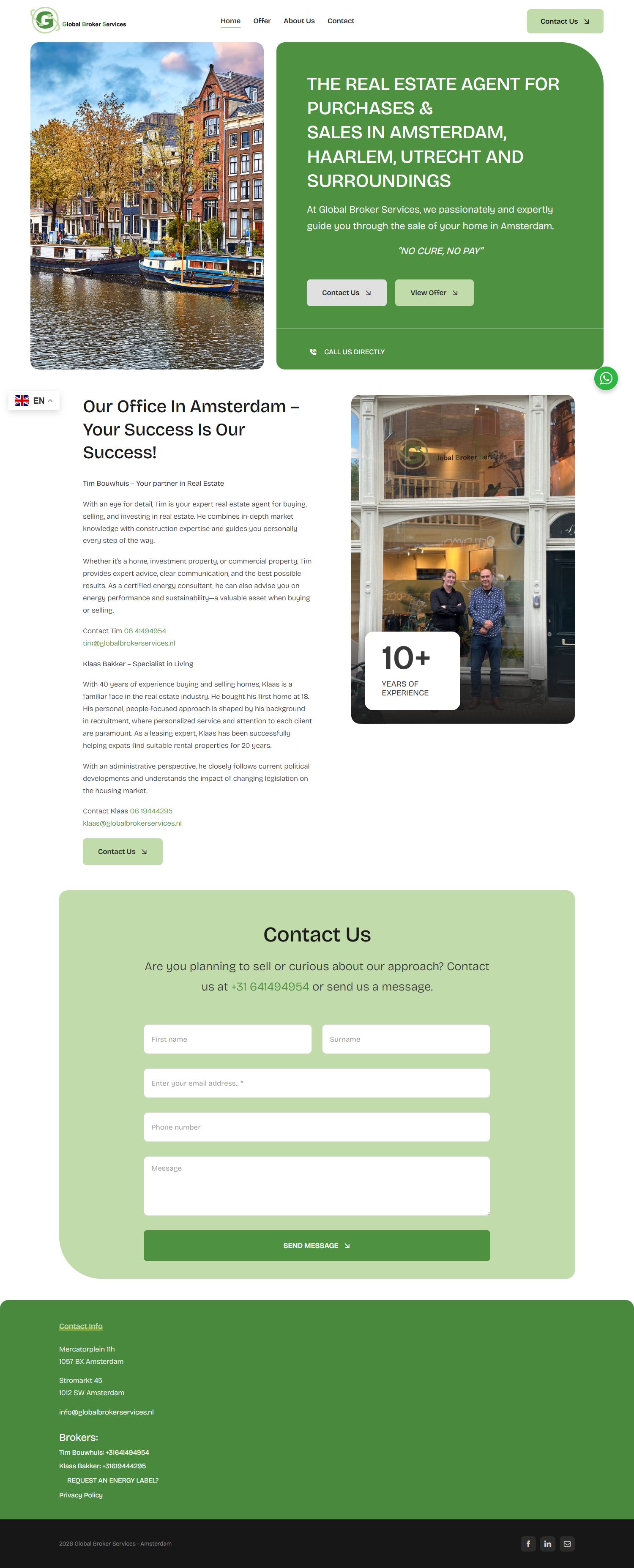 Screenshot van de website van www.globalbrokerservices.nl