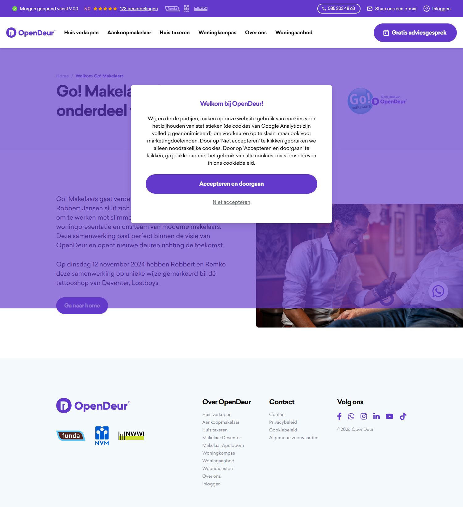 Screenshot van de website van www.go-makelaars.nl