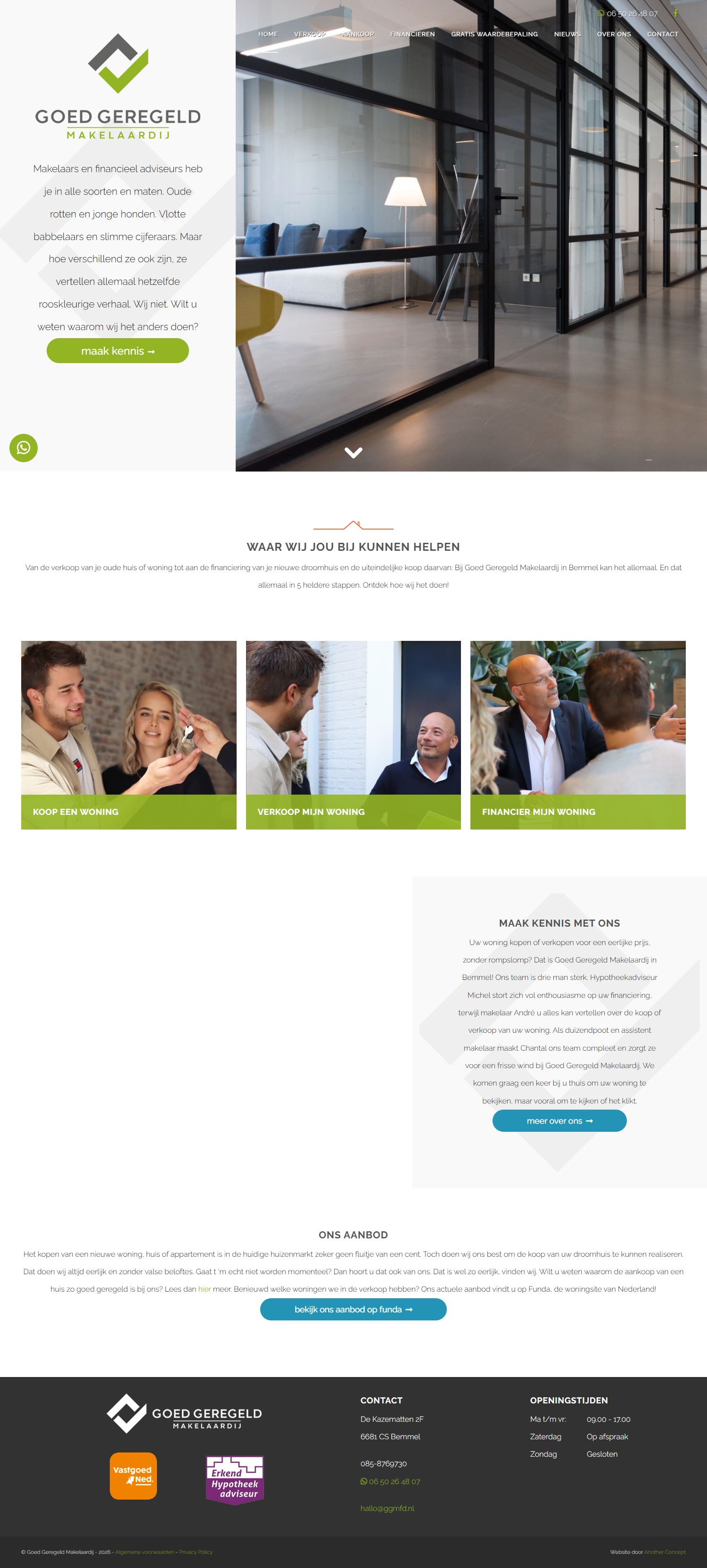 Screenshot van de website van www.goedgeregeldmakelaardij.nl