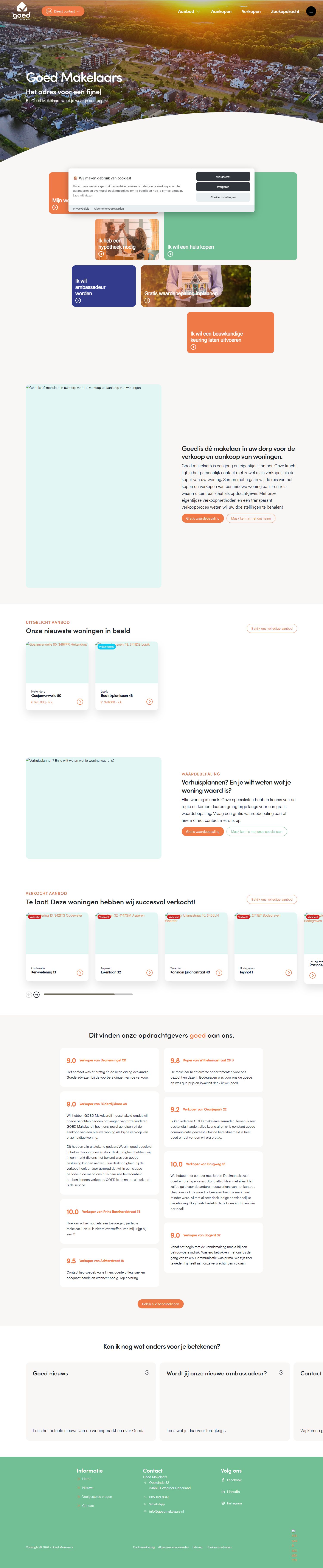 Screenshot van de website van www.goedmakelaars.nl