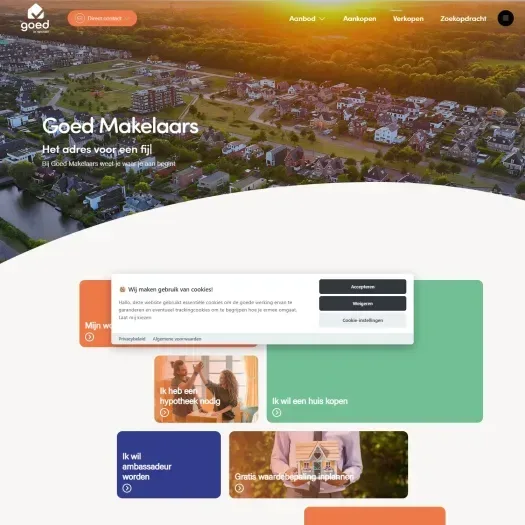 Screenshot van de website van www.goedmakelaars.nl