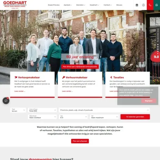 Screenshot der Website von www.goedhartvastgoed.nl