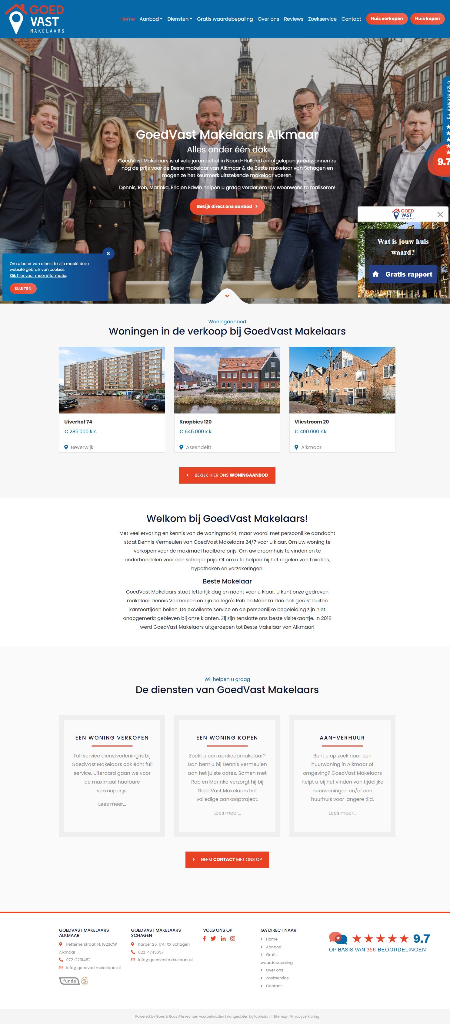 Screenshot van de website van www.goedvastmakelaars.nl