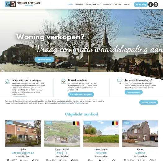 Screenshot van de website van www.goessens-makelaardij.nl