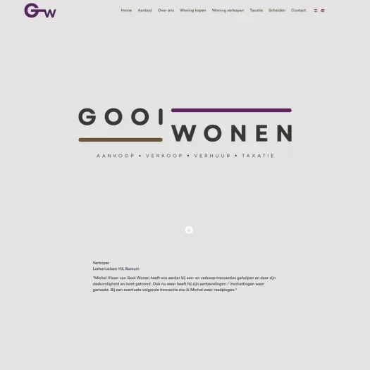 Screenshot of the website of www.gooiwonen.nl