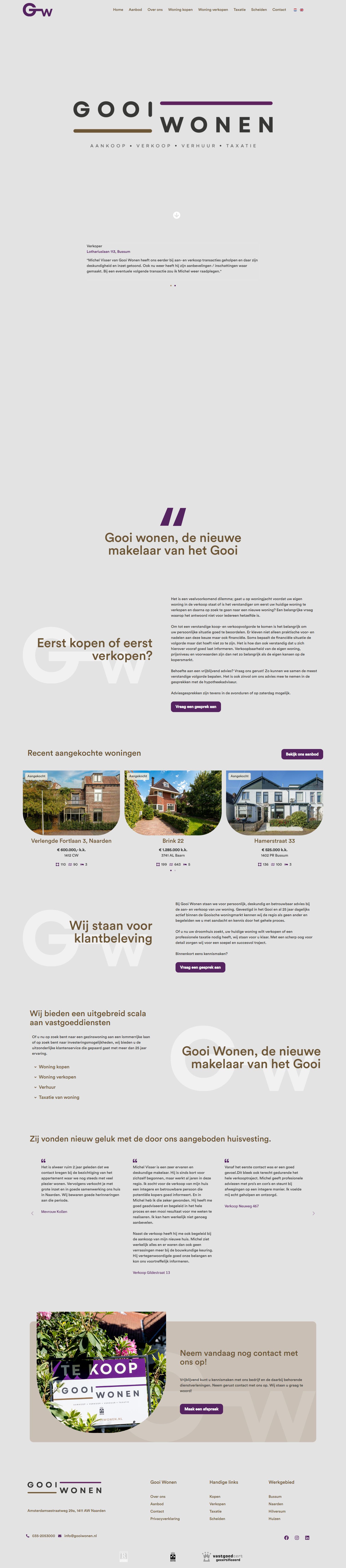 Screenshot van de website van www.gooiwonen.nl