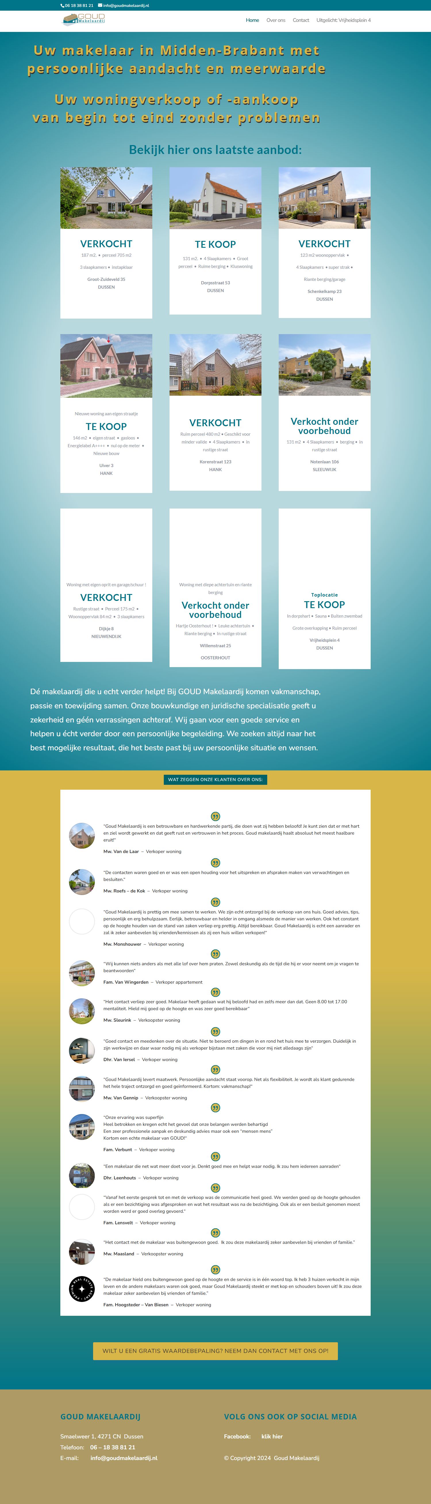 Screenshot van de website van www.goudmakelaardij.nl