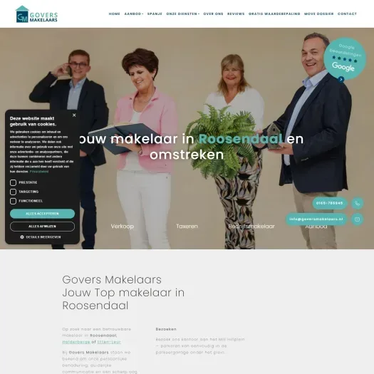 Screenshot der Website von www.goversmakelaars.nl