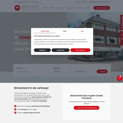 Screenshot van de website van www.gradajager.nl