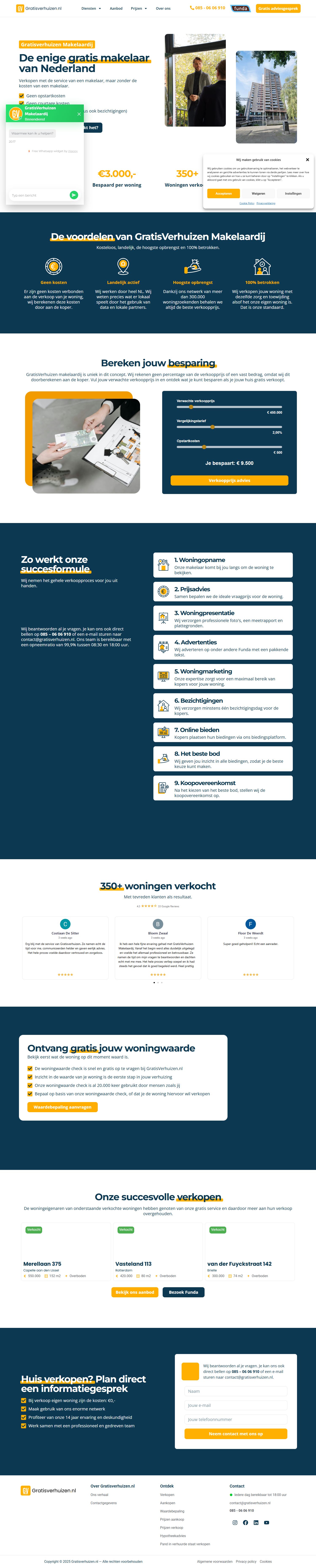 Screenshot van de website van gratisverhuizen.nl