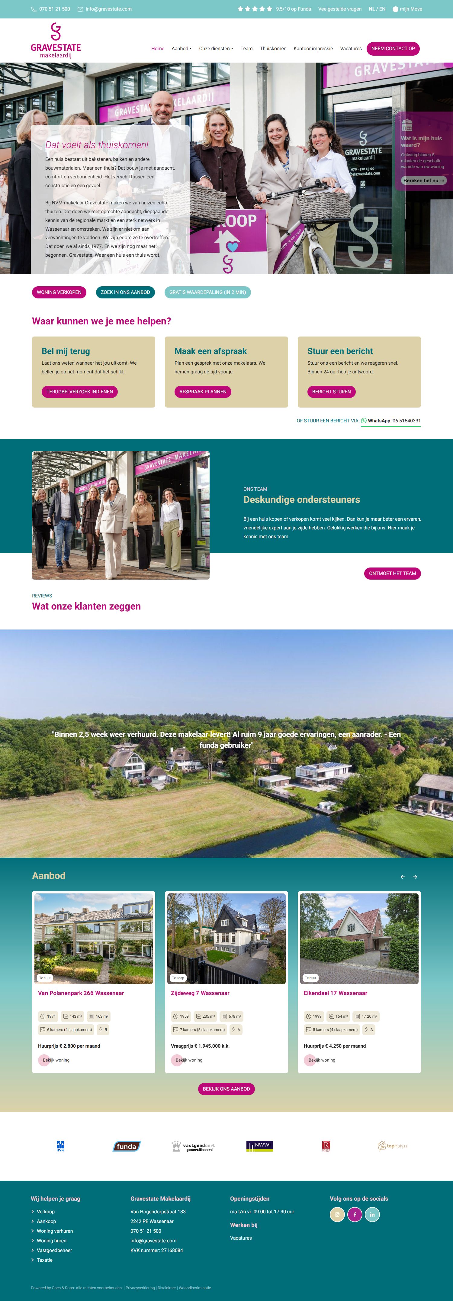 Screenshot van de website van www.gravestate.com