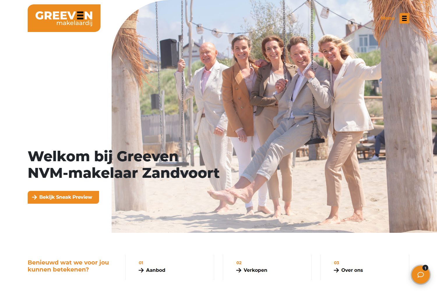 Screenshot van de website van www.greevenmakelaardij.nl