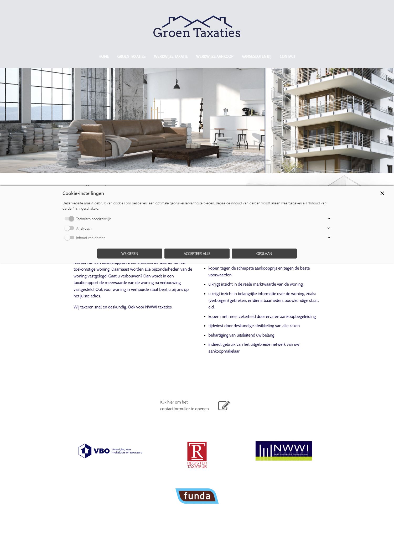 Screenshot van de website van www.groentaxaties.nl