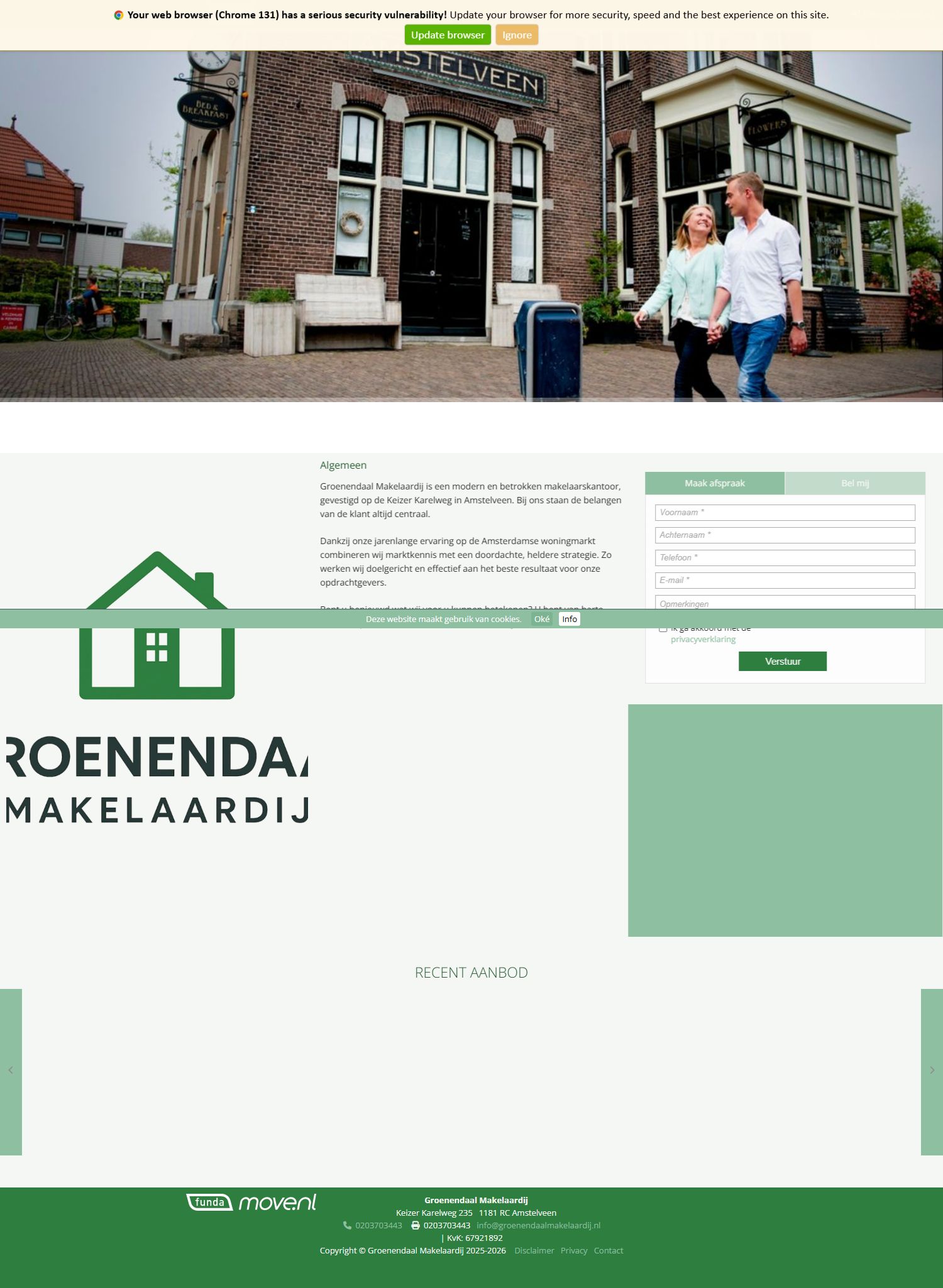 Screenshot van de website van www.groenendaalmakelaardij.nl