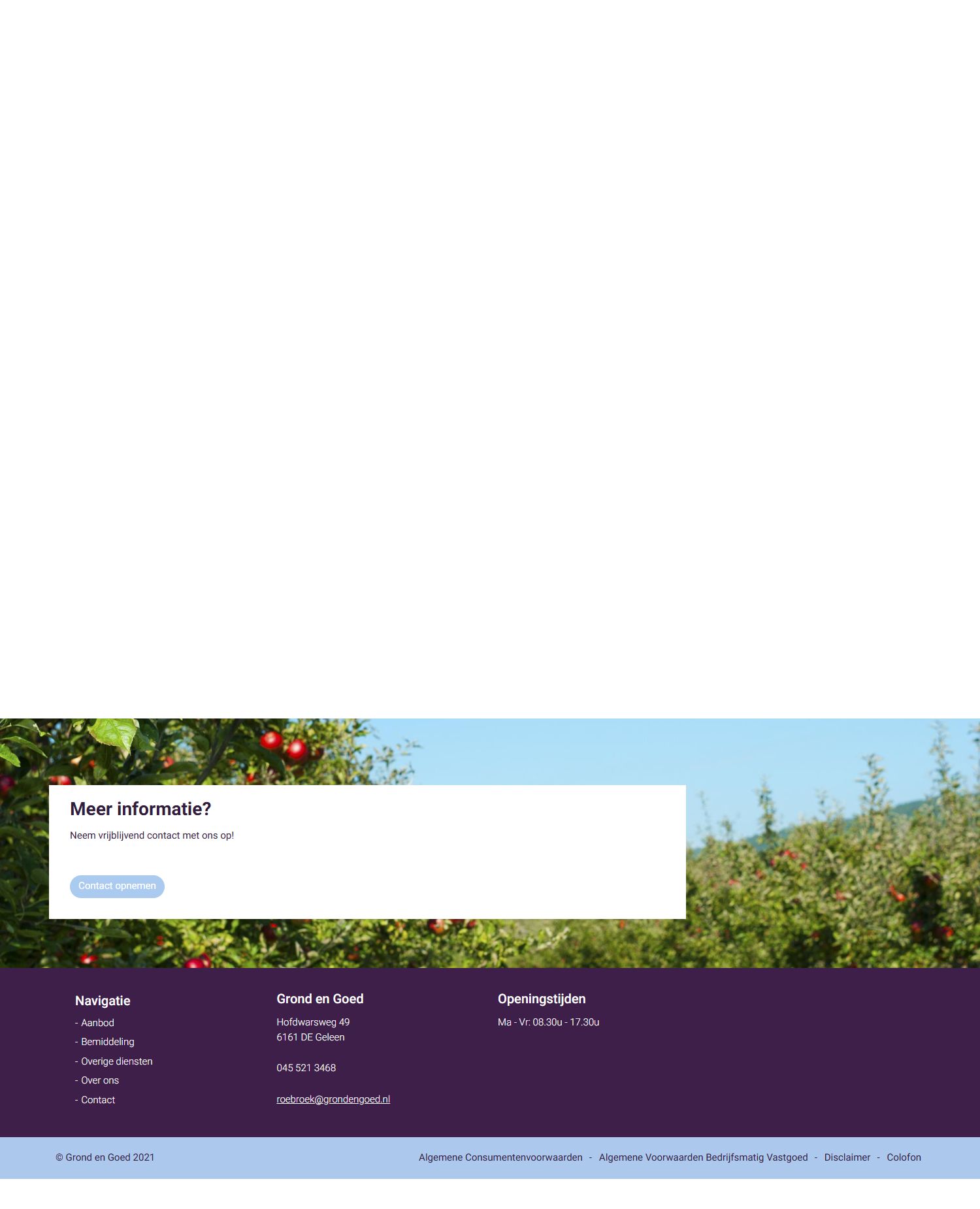 Screenshot van de website van www.grondengoed.nl