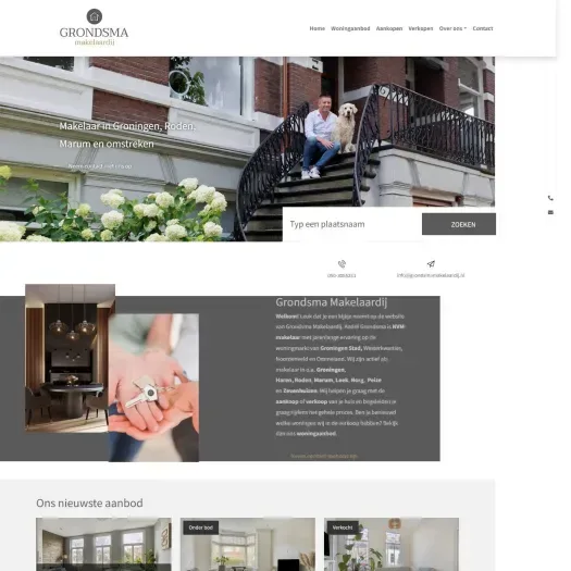Screenshot der Website von www.grondsmamakelaardij.nl