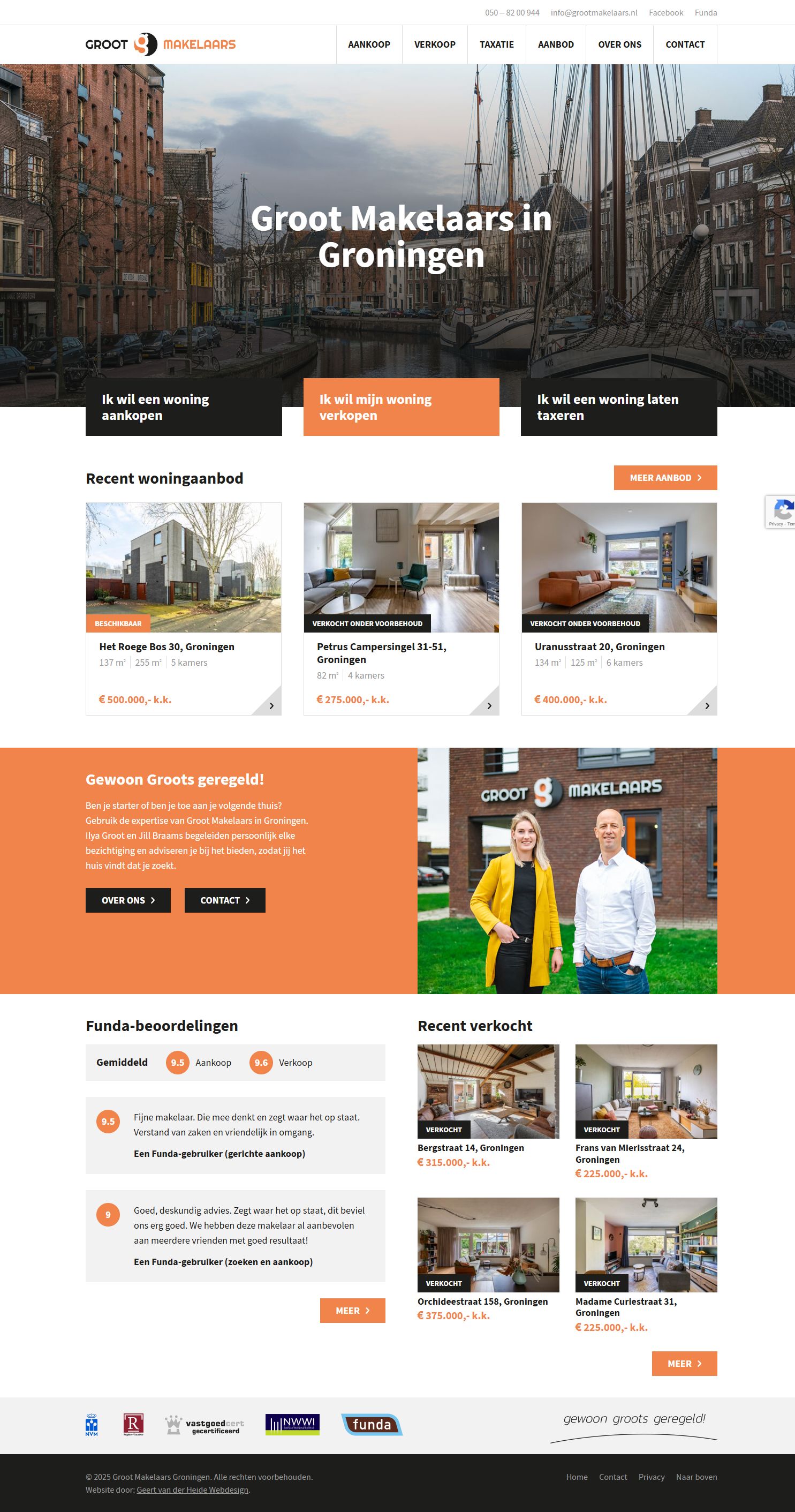 Screenshot van de website van www.grootmakelaars.nl