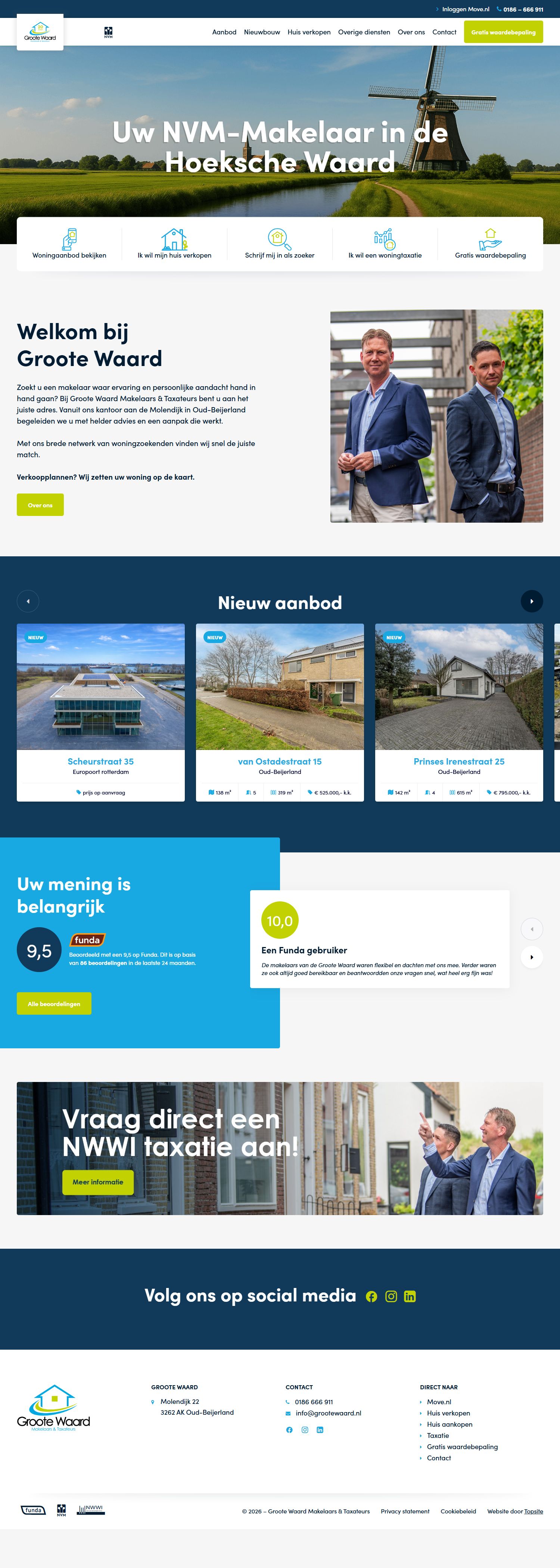 Screenshot van de website van www.grootewaard.nl