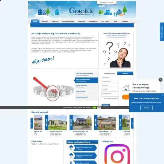 Screenshot van de website van www.grotenhuismakelaardij.nl