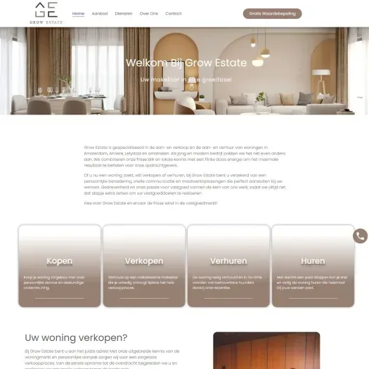 Screenshot der Website von growestate.nl
