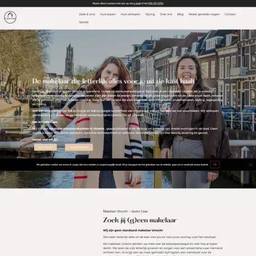 Screenshot van de website van www.gustocasa.nl