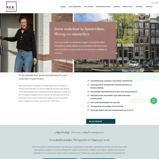 Screenshot van de website van www.her-makelaardij.nl