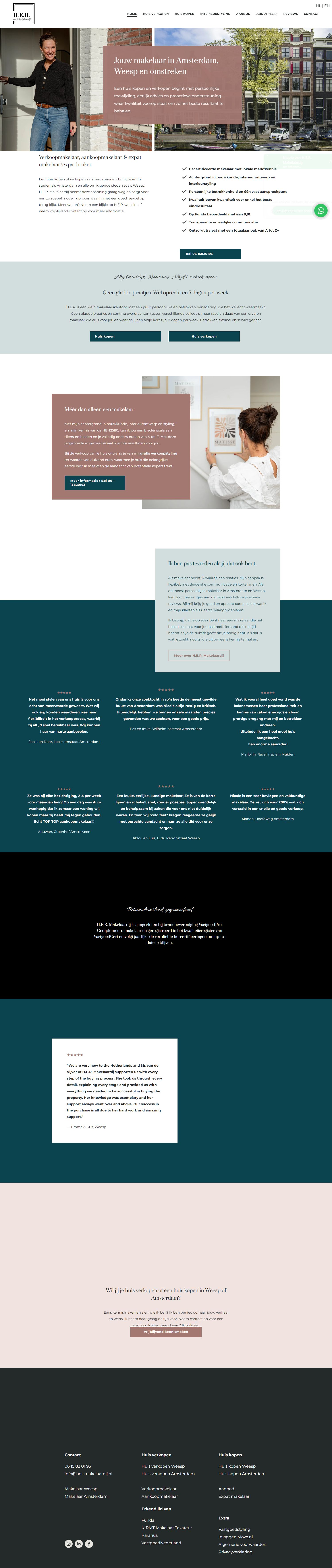 Screenshot van de website van www.her-makelaardij.nl