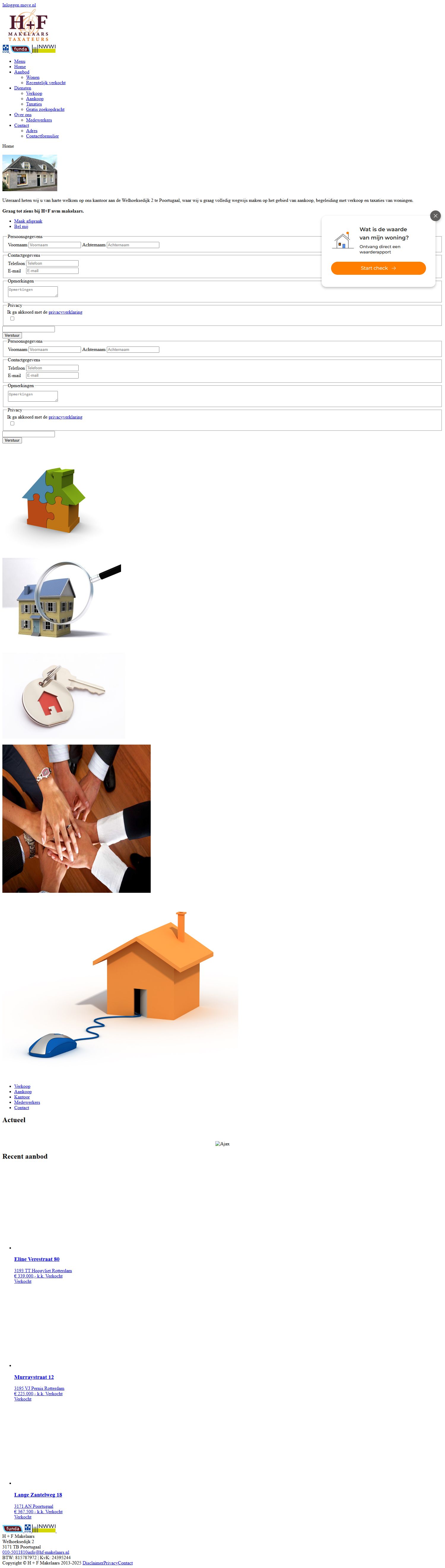 Screenshot van de website van www.hf-makelaars.nl