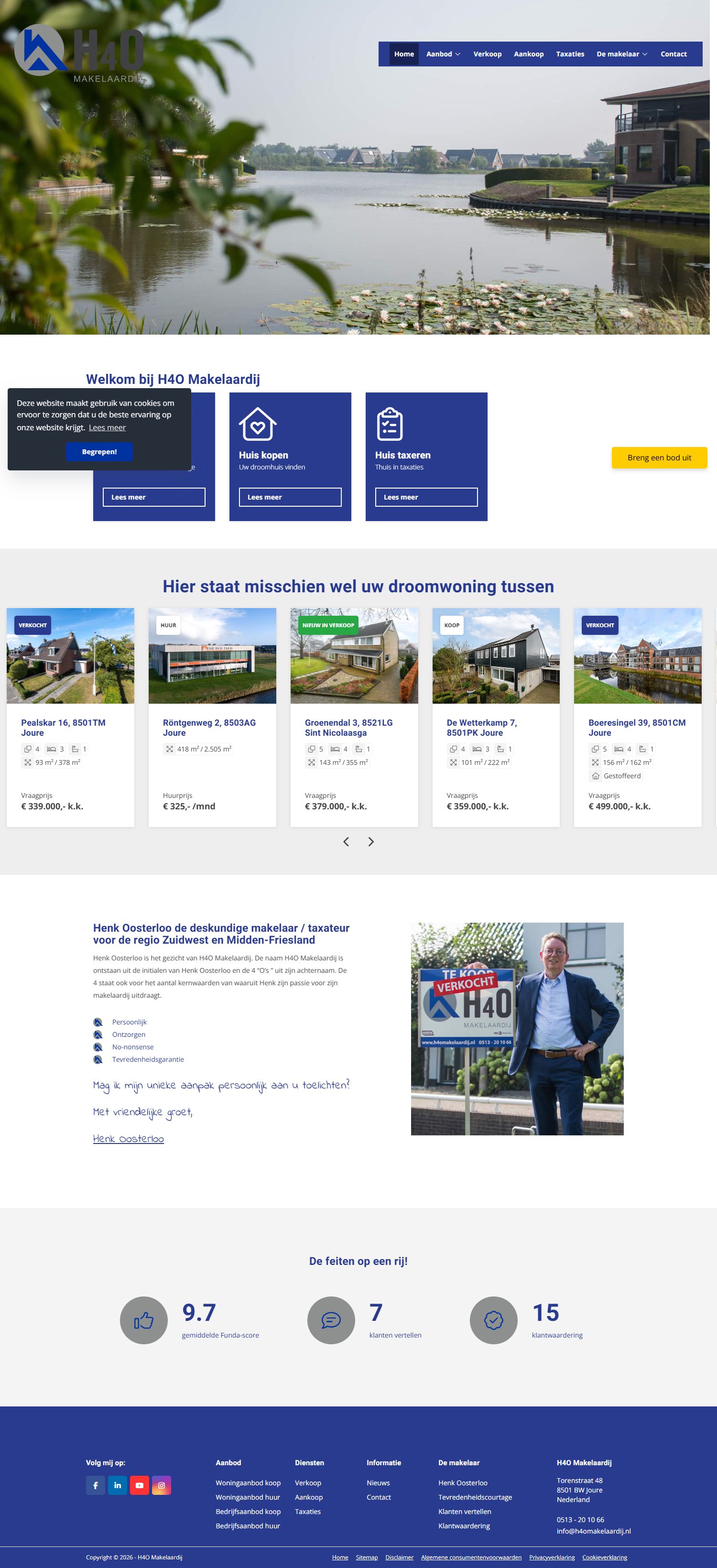 Screenshot van de website van www.h4omakelaardij.nl