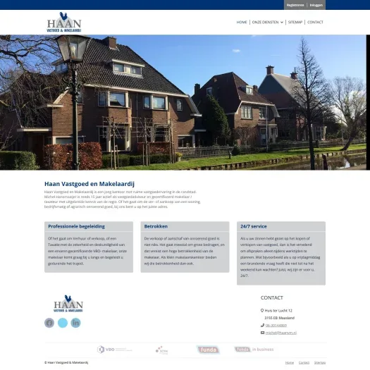 Screenshot van de website van www.haanvm.nl
