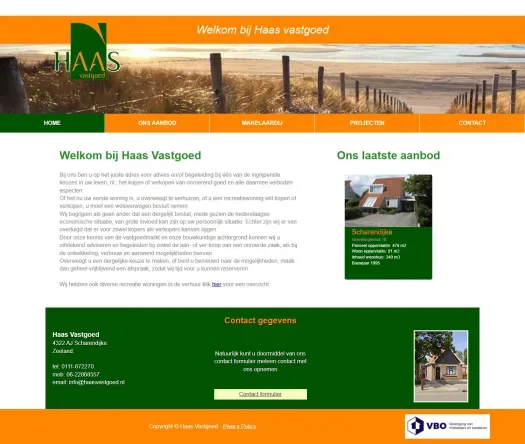 Screenshot van de website van www.haasvastgoed.nl
