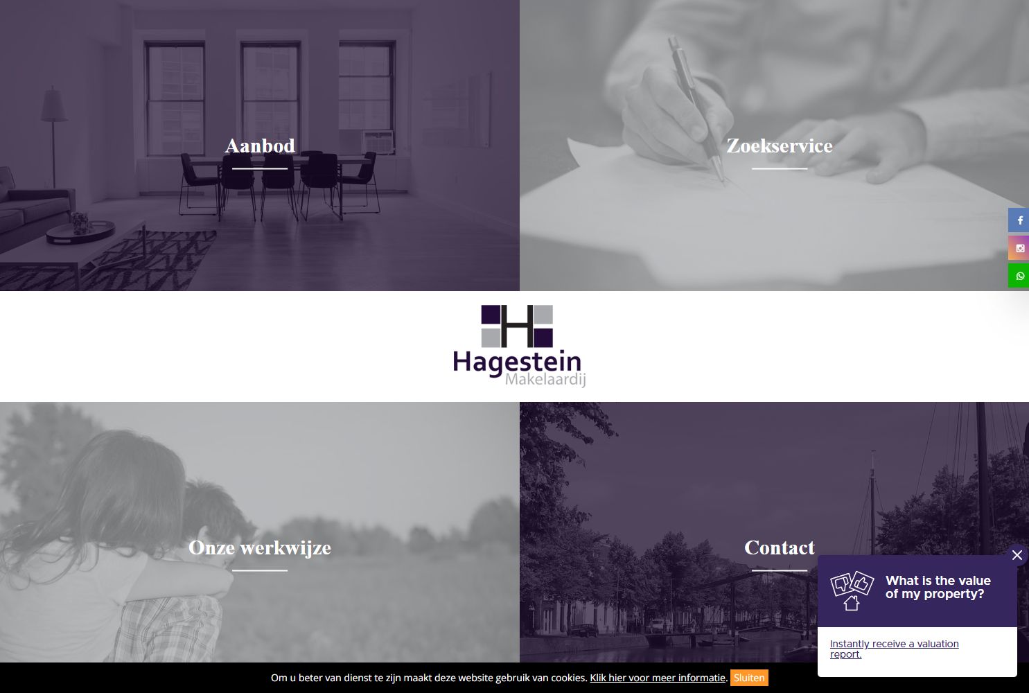 Screenshot van de website van www.hagesteinmakelaardij.nl
