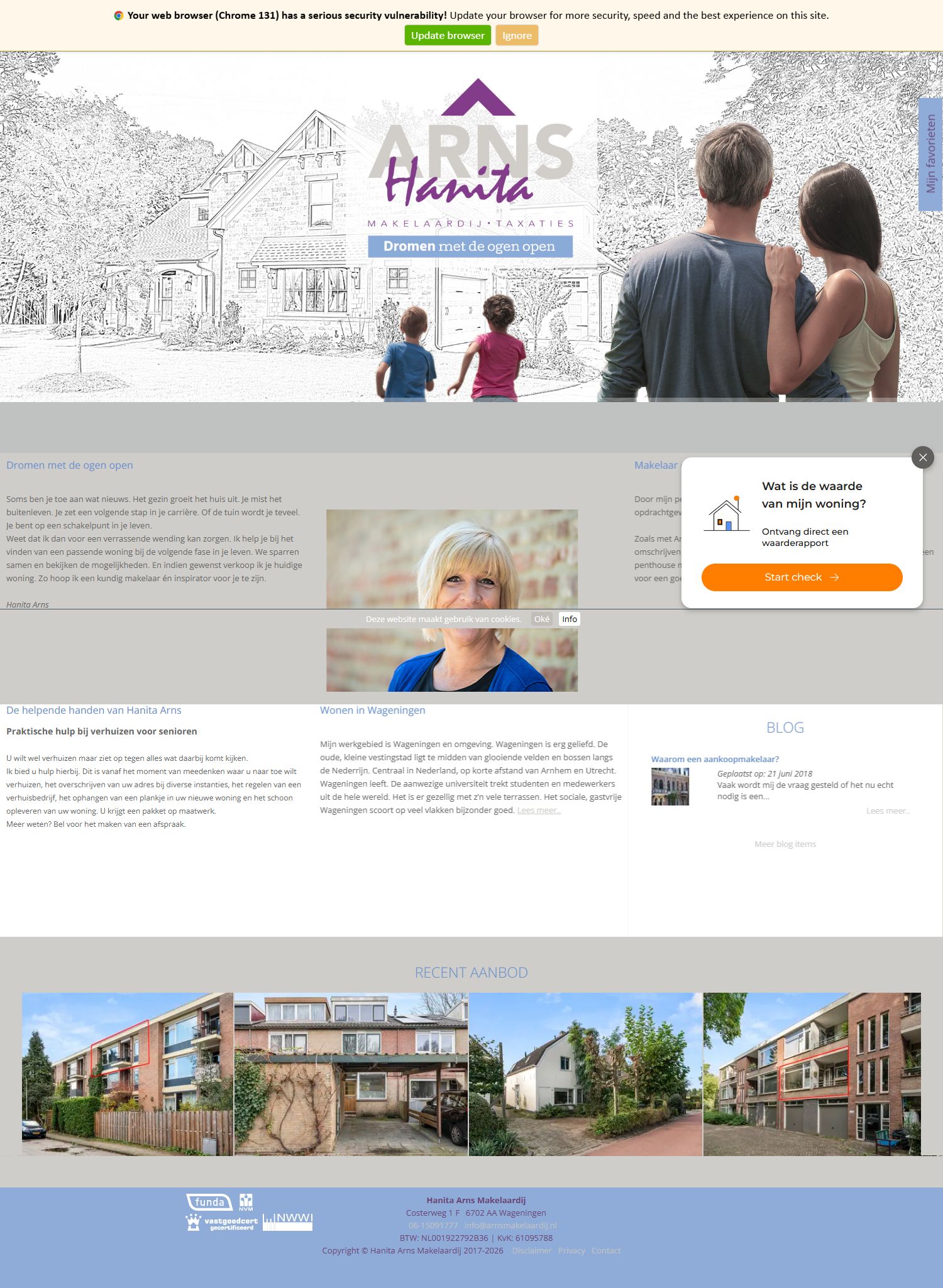 Screenshot van de website van www.arnsmakelaardij.nl