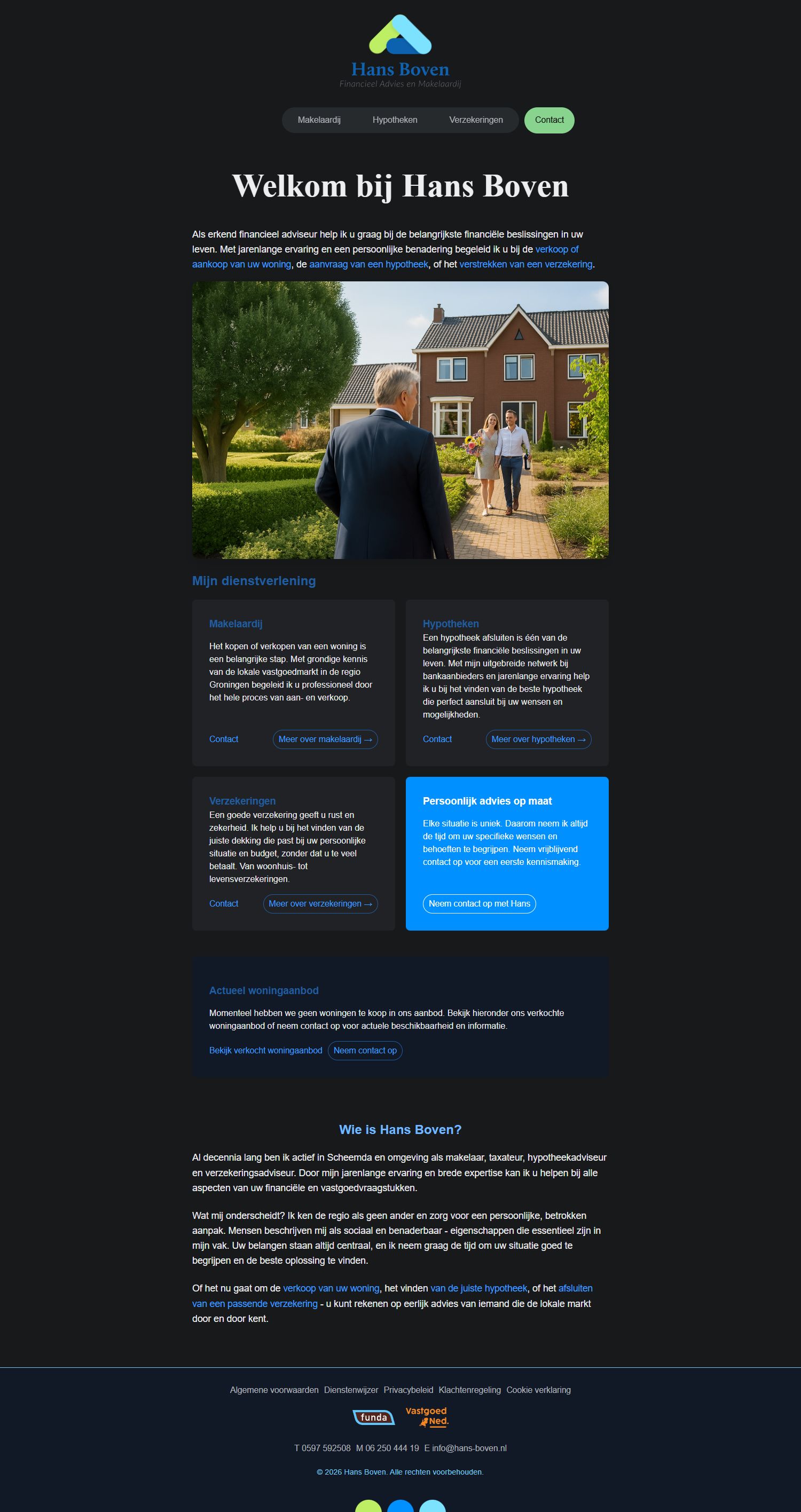 Screenshot van de website van hans-boven.nl