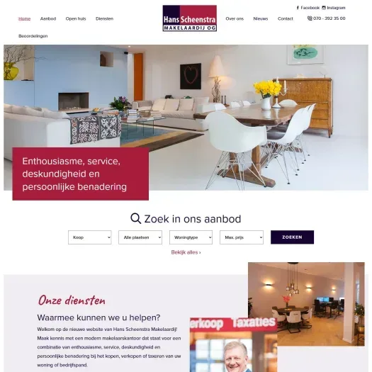 Screenshot of the website of www.hansscheenstra.nl