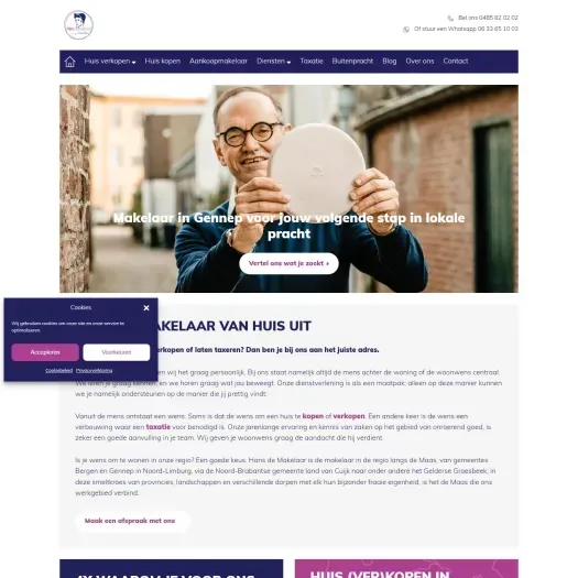 Screenshot der Website von www.hansdemakelaar.nl