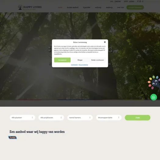 Screenshot der Website von www.happylivingmakelaars.nl