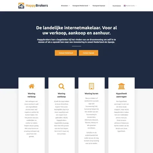 Screenshot van de website van www.happybrokers.nl