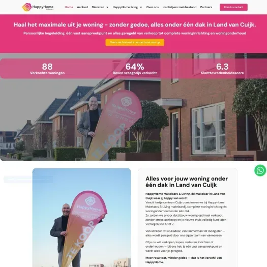 Screenshot of the website of www.happyhomemakelaars.nl