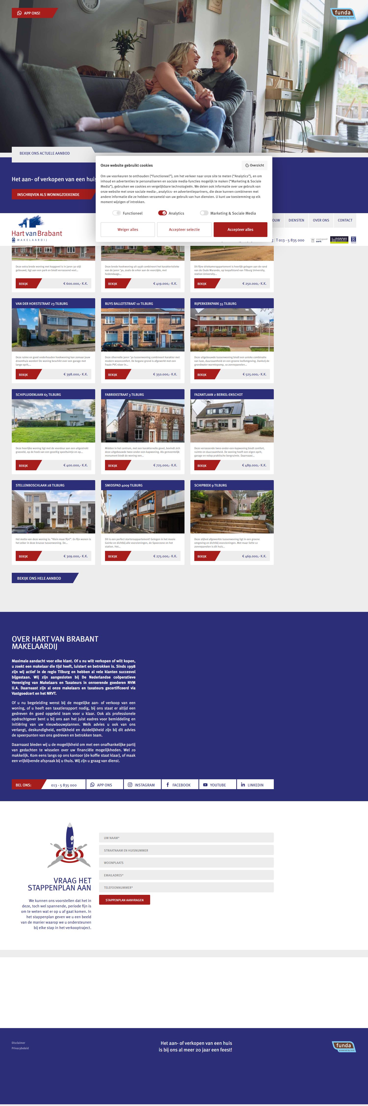 Screenshot van de website van www.hartvanbrabantmakelaardij.nl