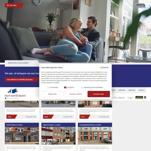 Capture d'écran du site web de www.hartvanbrabantmakelaardij.nl