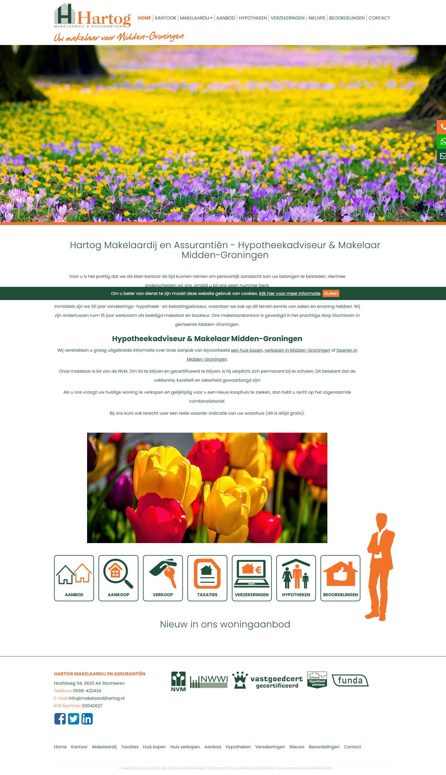Screenshot van de website van www.makelaardijhartog.nl