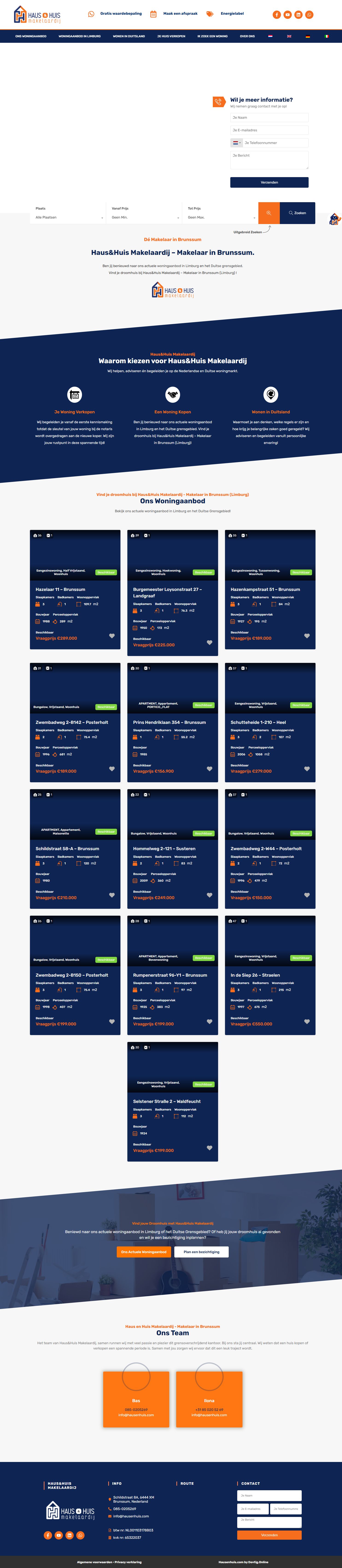 Screenshot van de website van www.hausenhuis.com