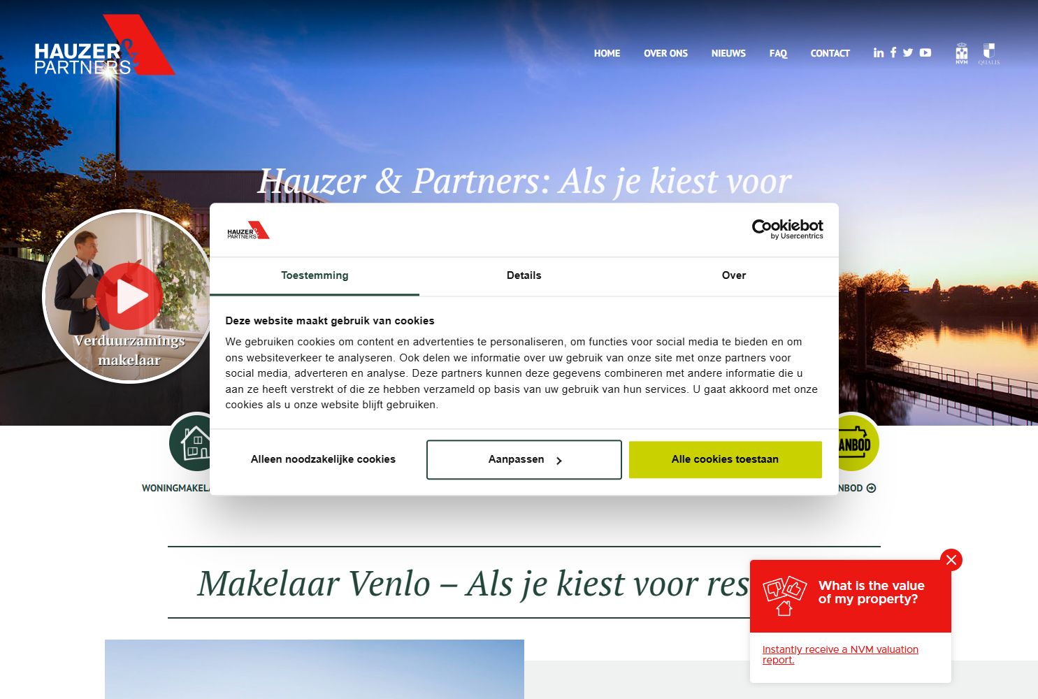 Screenshot van de website van www.hauzerenpartners.com