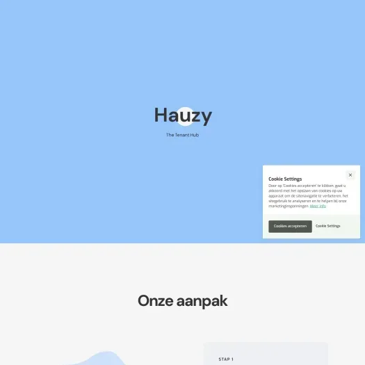 Screenshot van de website van www.hauzy.nl
