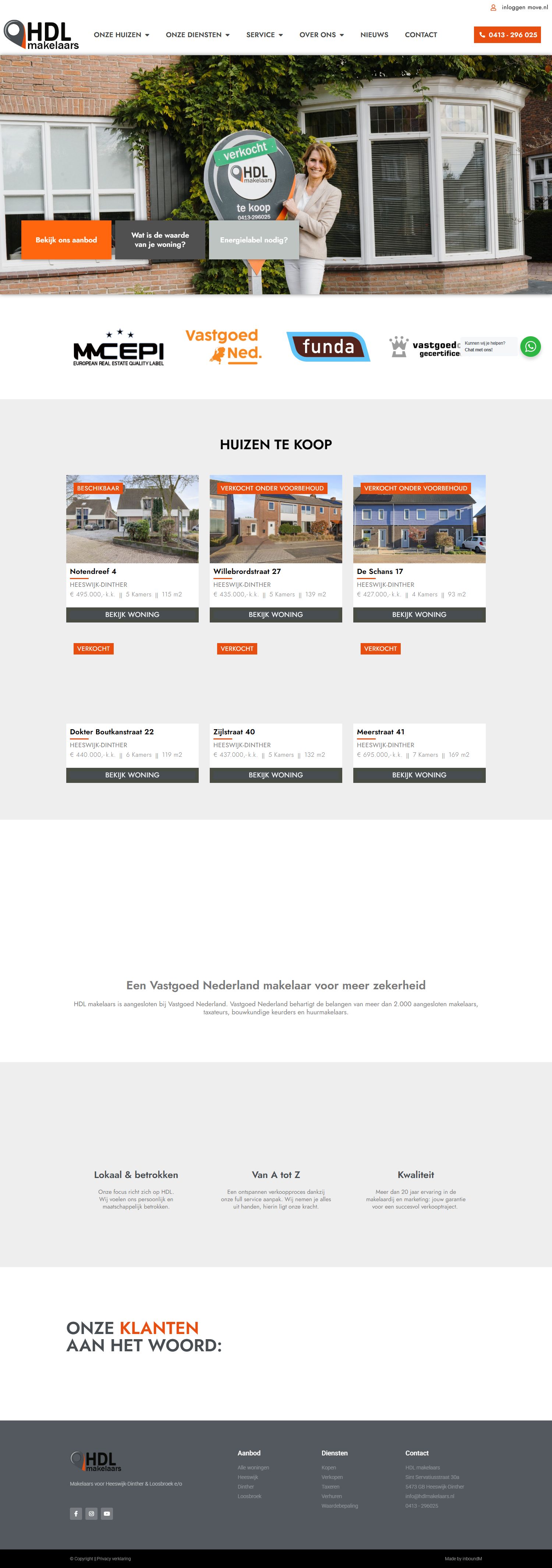 Screenshot van de website van www.hdlmakelaars.nl