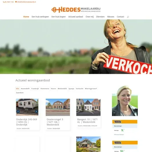 Screenshot der Website von www.heddesmakelaardij.nl