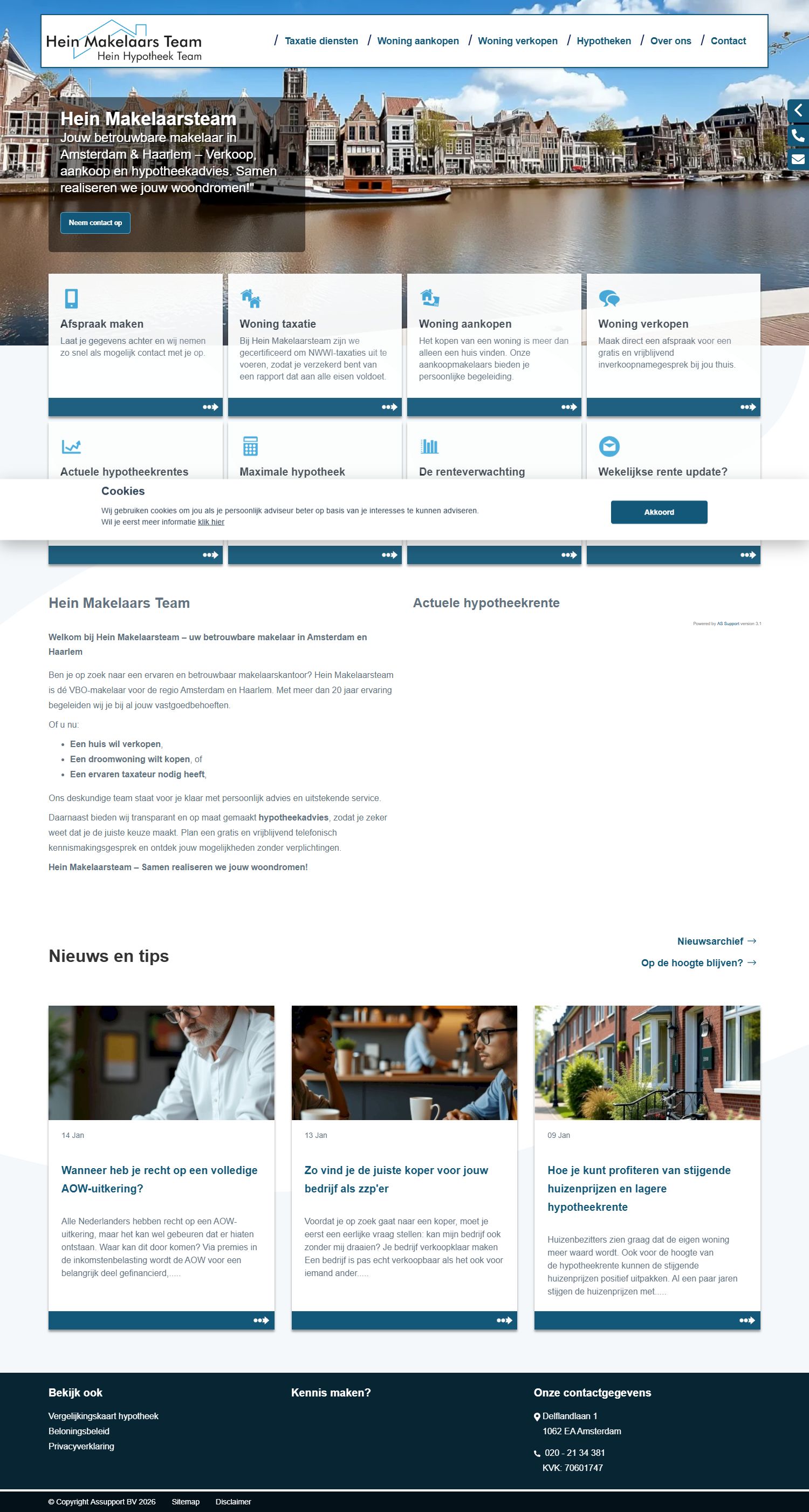 Screenshot van de website van www.heinmakelaarsteam.nl