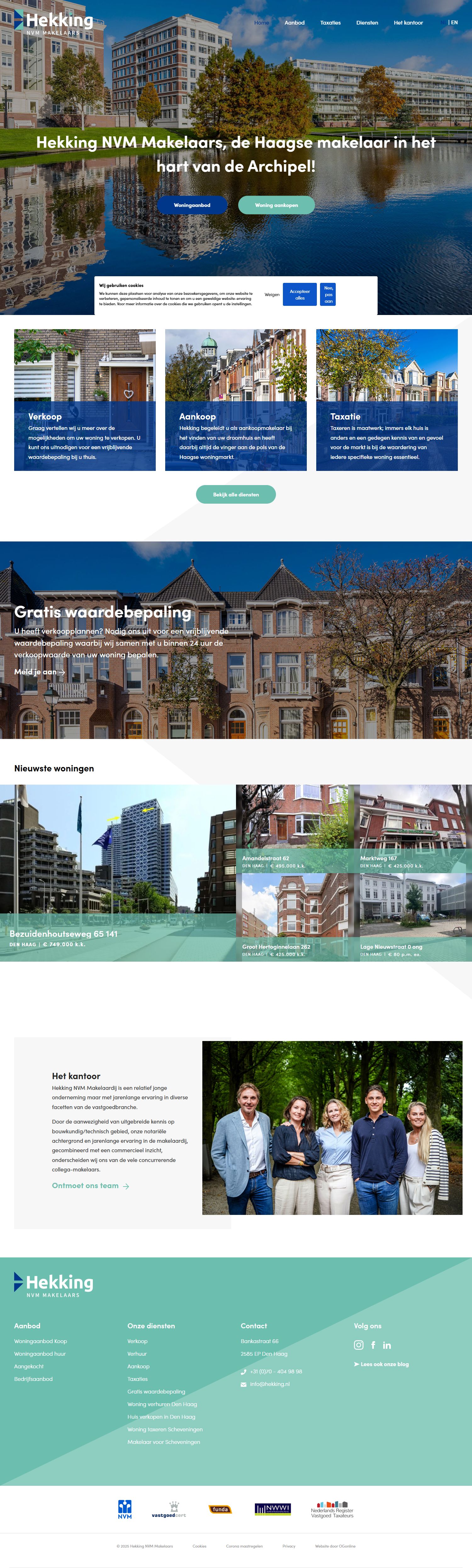 Screenshot van de website van www.hekking.nl