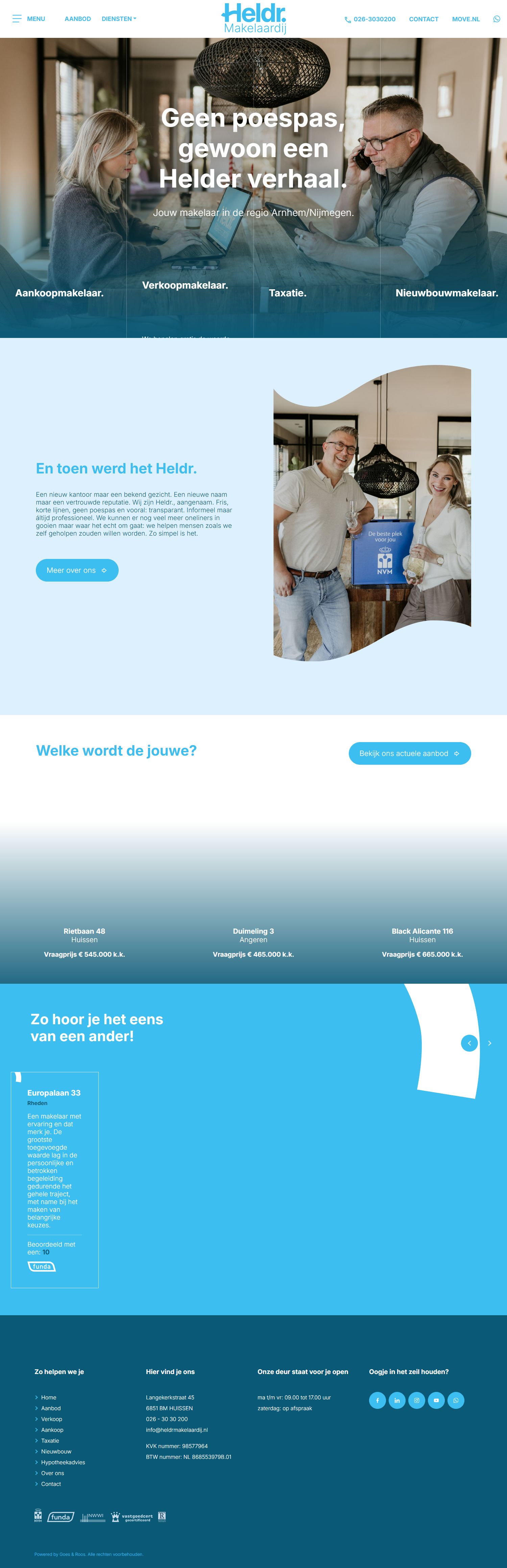 Screenshot van de website van www.heldrmakelaardij.nl